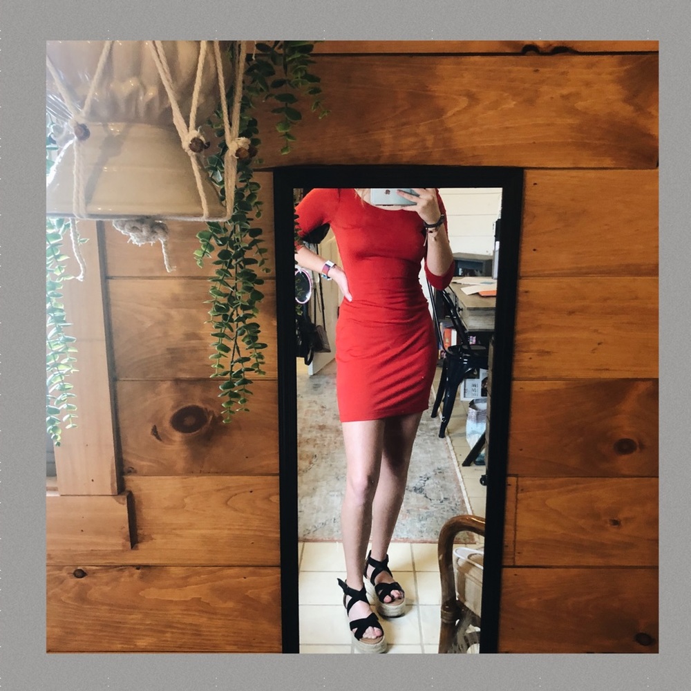 Red mini dress!